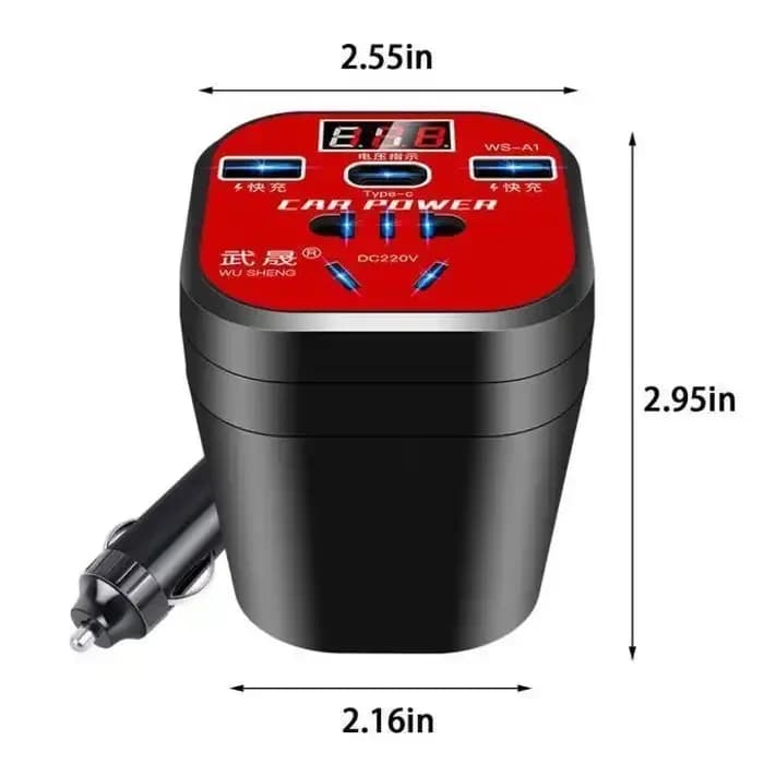 محول طاقة سيارة متعدد الوظائف مع منافذ USB — 2/4