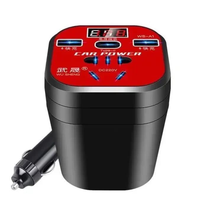 محول طاقة سيارة متعدد الوظائف مع منافذ USB — 3/4