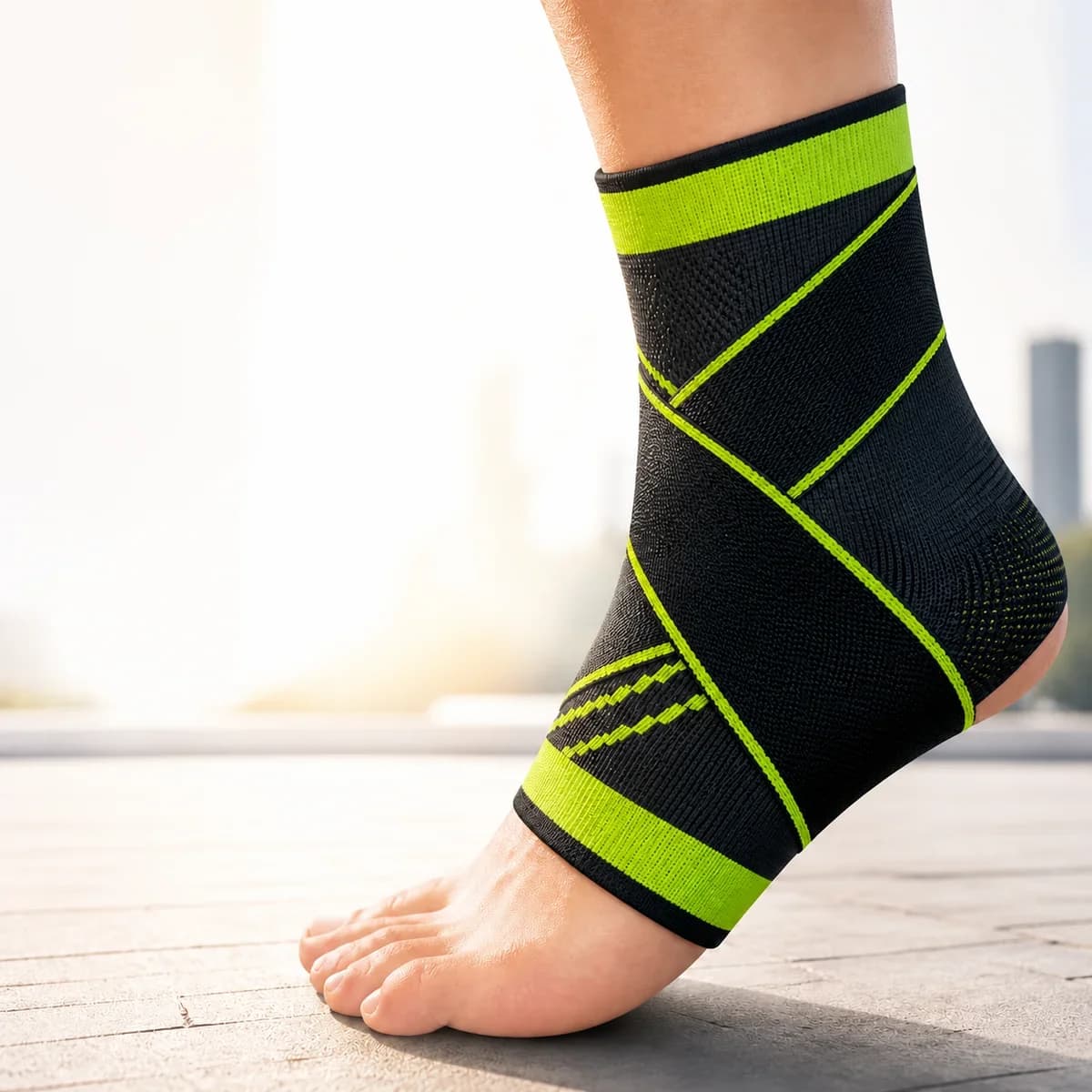 Support de cheville sport réglable noir et vert