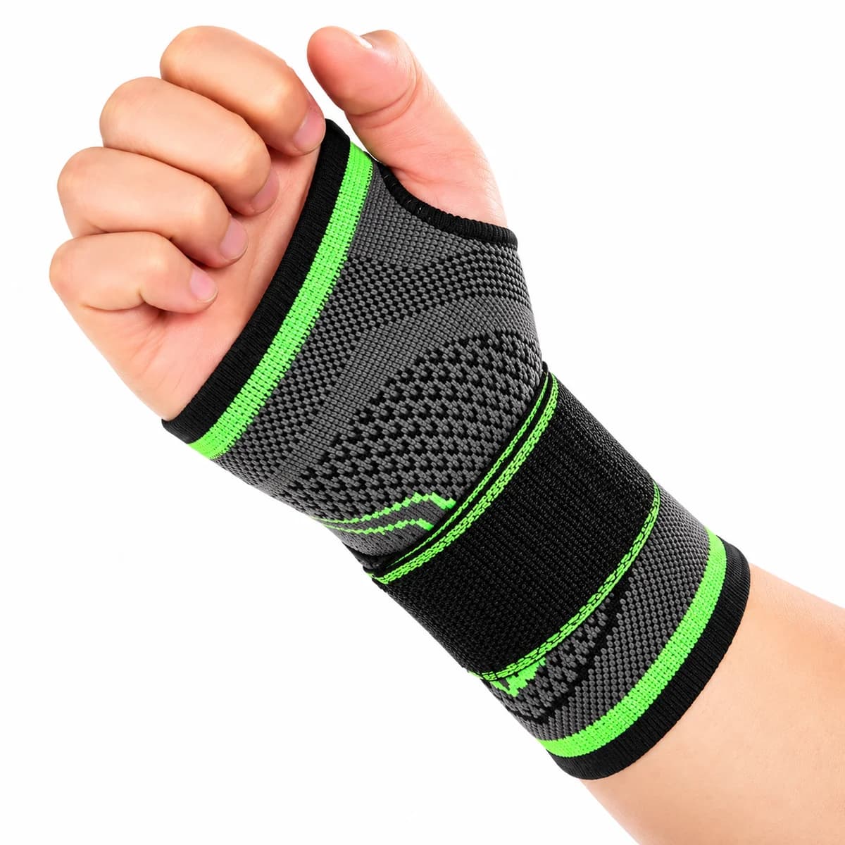 Support poignet vert pour sport et maintien